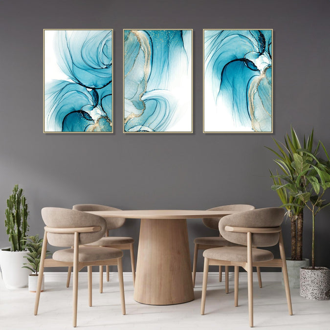 Handmade canvas Painting for Living Room : aqua-shapes