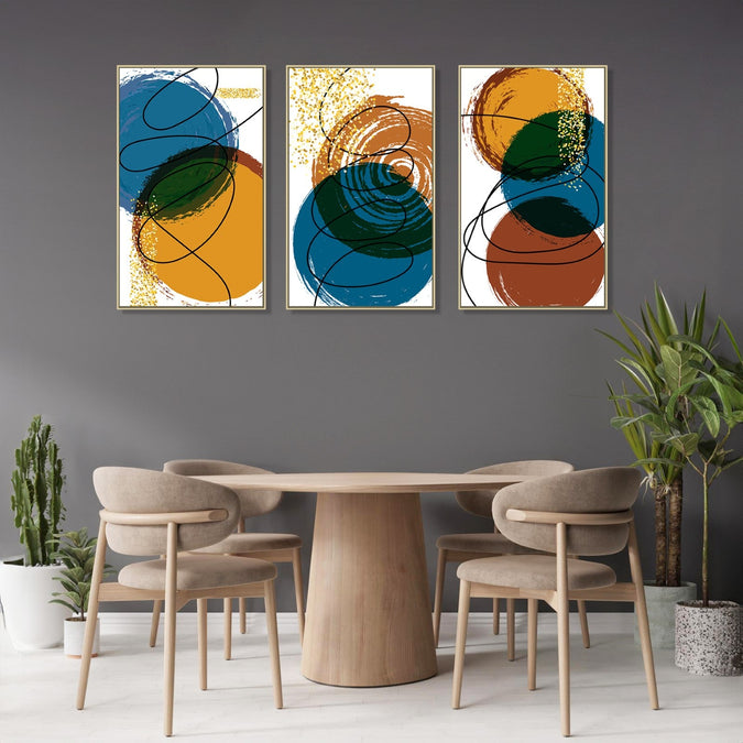 Handmade canvas Painting for Living Room : blue-earthy-shape-abstracts