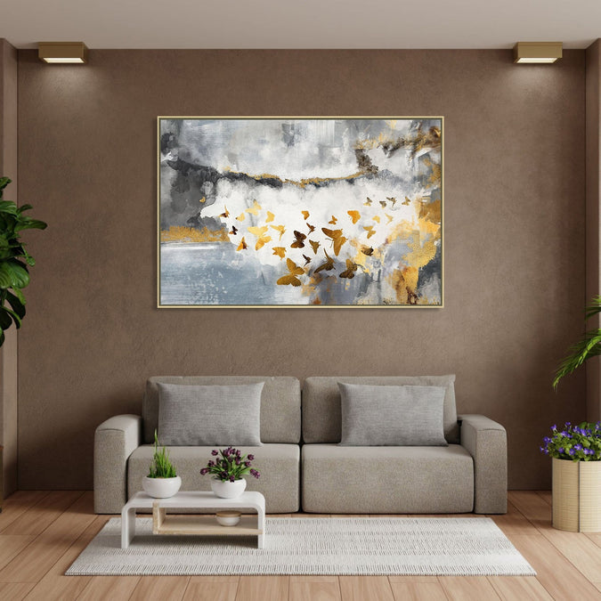 Handmade canvas Painting for Living Room : butterfly-effect