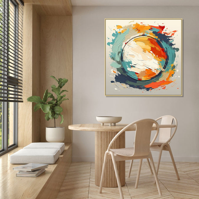 Handmade canvas Painting for Living Room : circular-abstract