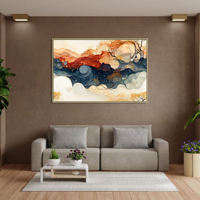 Handmade canvas Painting for Living Room : clouds-and-winds