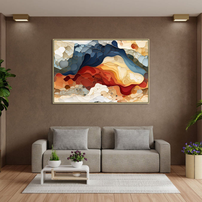 Handmade canvas Painting for Living Room : cloudy-mountains