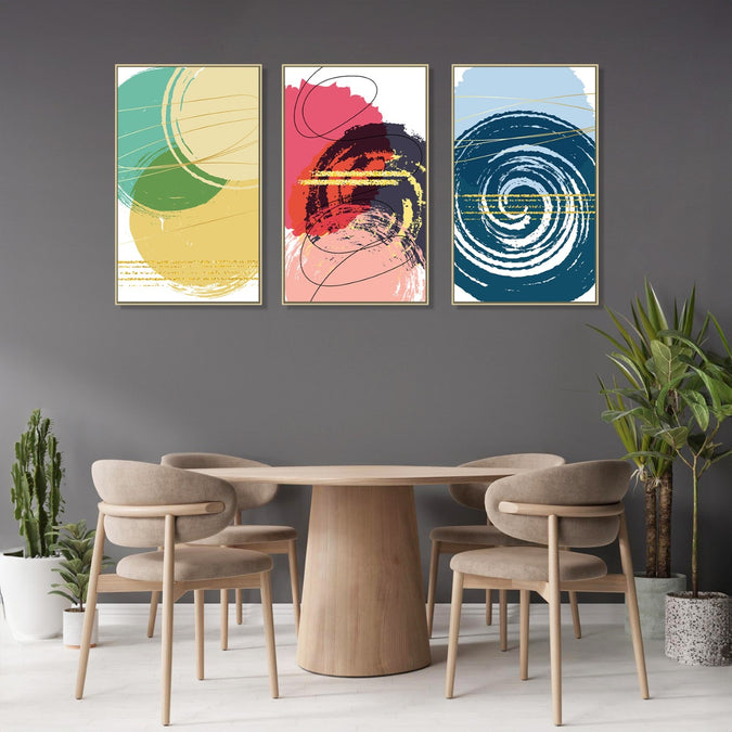 Handmade canvas Painting for Living Room : colourful-abstract-shapes