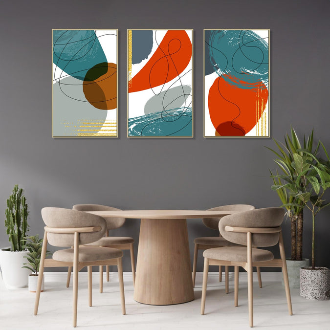 Handmade canvas Painting for Living Room : colourful-abstract-shapes-and-lines