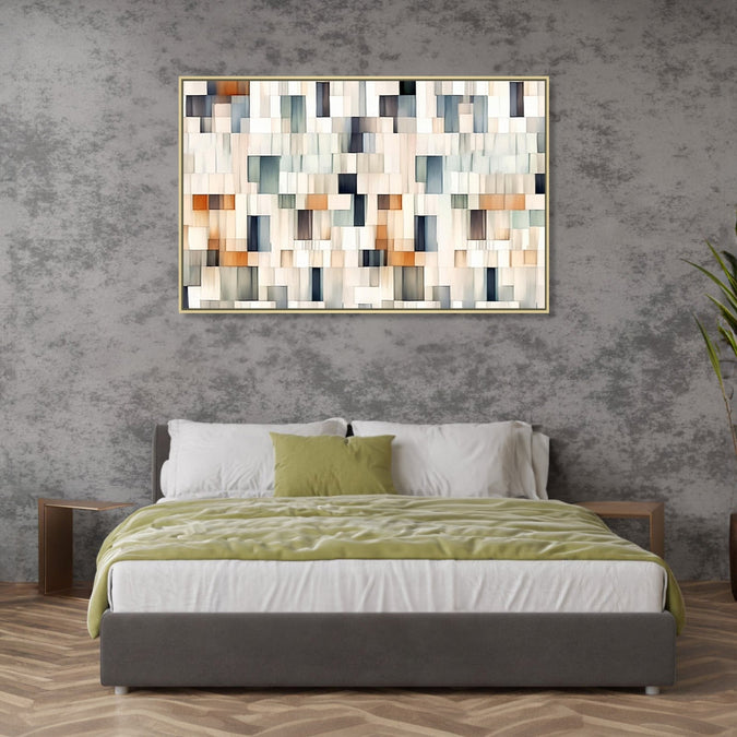 Handmade canvas Painting for Living Room : earthy-patch-patterns