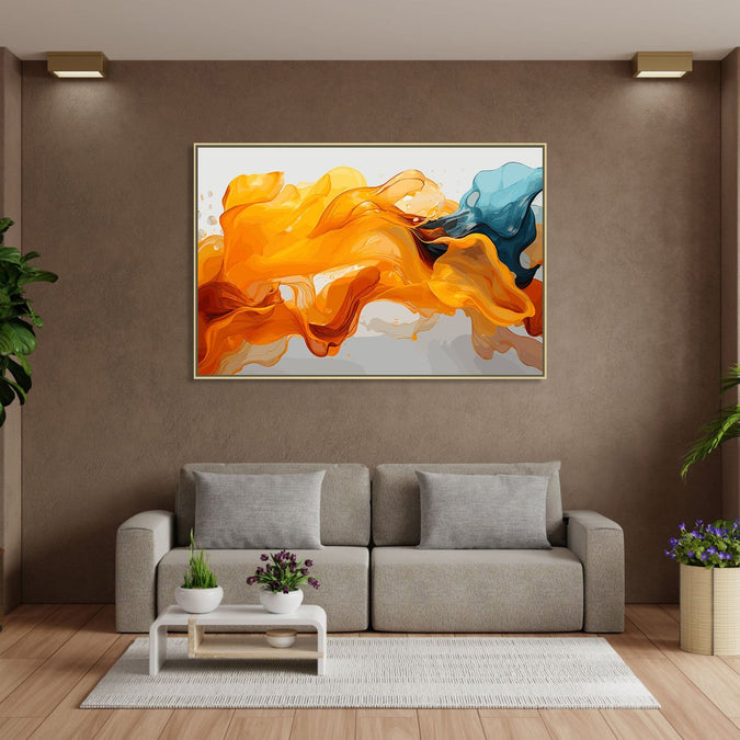 Handmade canvas Painting for Living Room : flow-of-fire-water