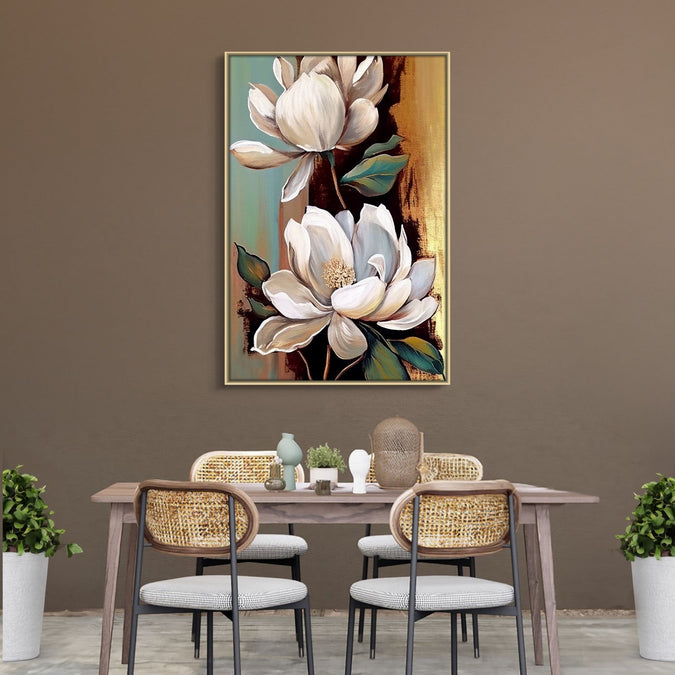 Handmade canvas Painting for Living Room : gilded-blooms