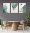 Handmade canvas Painting for Living Room : gold-and-aqua-landscapes