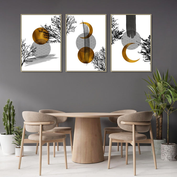 Handmade canvas Painting for Living Room : gold-monochrome-abstract