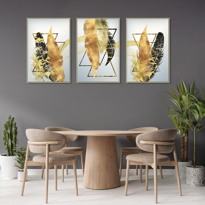 Handmade canvas Painting for Living Room : golden-feathers