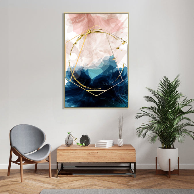 Handmade canvas Painting for Living Room : golden-hoop-feathers-1