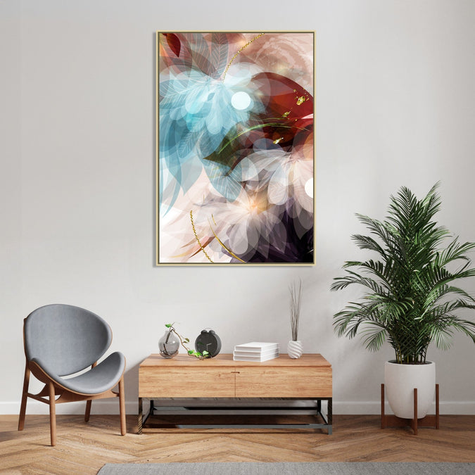 Handmade canvas Painting for Living Room : golden-hoop-feathers-3