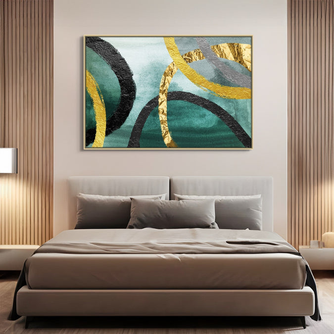 Handmade canvas Painting for Living Room : golden-loops-harmony