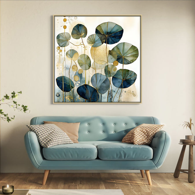 Handmade canvas Painting for Living Room : golden-lotus-serenity