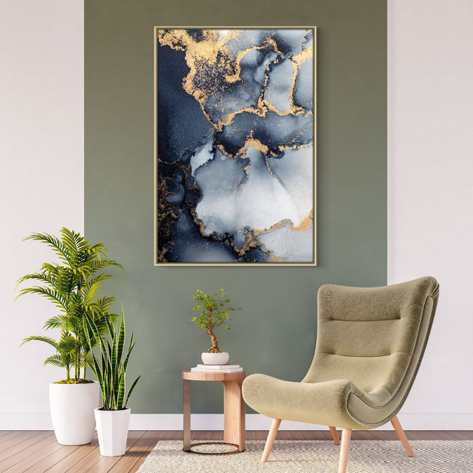 Handmade canvas Painting for Living Room : golden-midnight-elegance