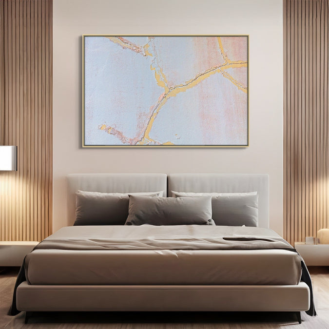 Handmade canvas Painting for Living Room : golden-network-mirage