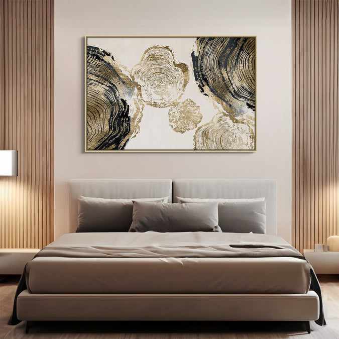 Handmade canvas Painting for Living Room : golden-rings