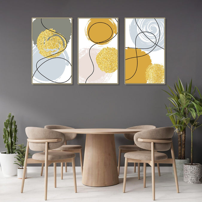 Handmade canvas Painting for Living Room : golden-shapes