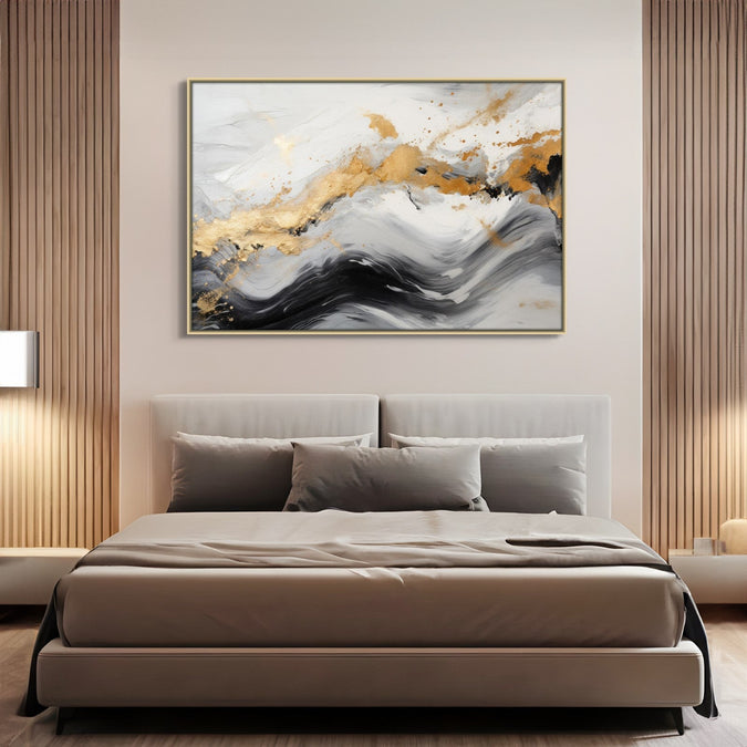 Handmade canvas Painting for Living Room : golden-swirls-2