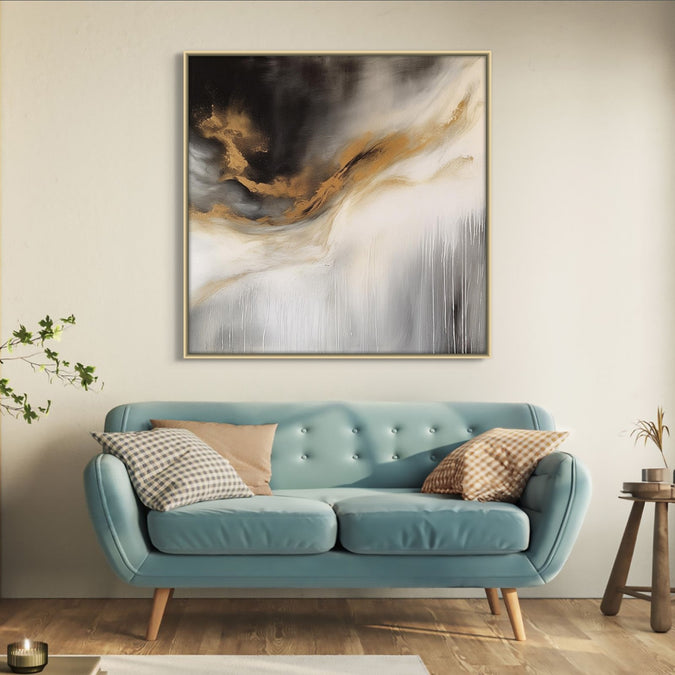 Handmade canvas Painting for Living Room : golden-swirls-of-elegance