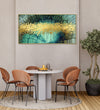 Handmade canvas Painting for Living Room : golden-trees-in-aqua-background