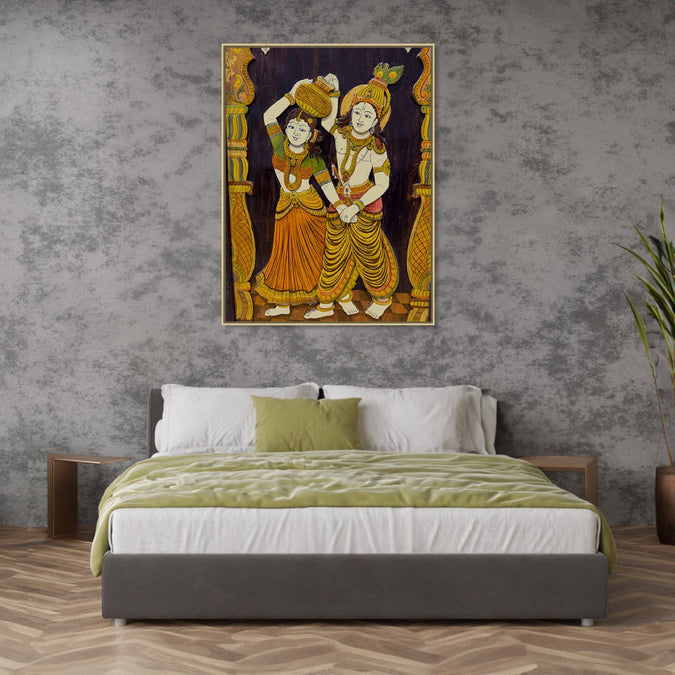 Handmade canvas Painting for Living Room : indian-radha-krishna