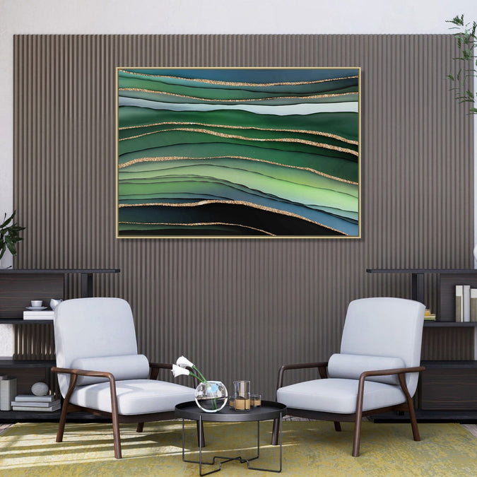 Handmade canvas Painting for Living Room : jungle-waves