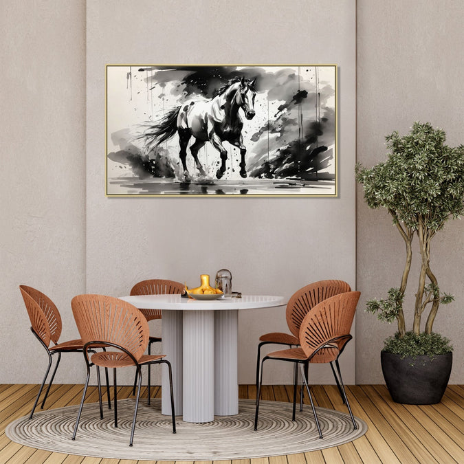 Handmade canvas Painting for Living Room : monochrome-stallion