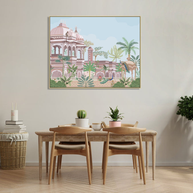 Handmade canvas Painting for Living Room : pichwai-palace-edge