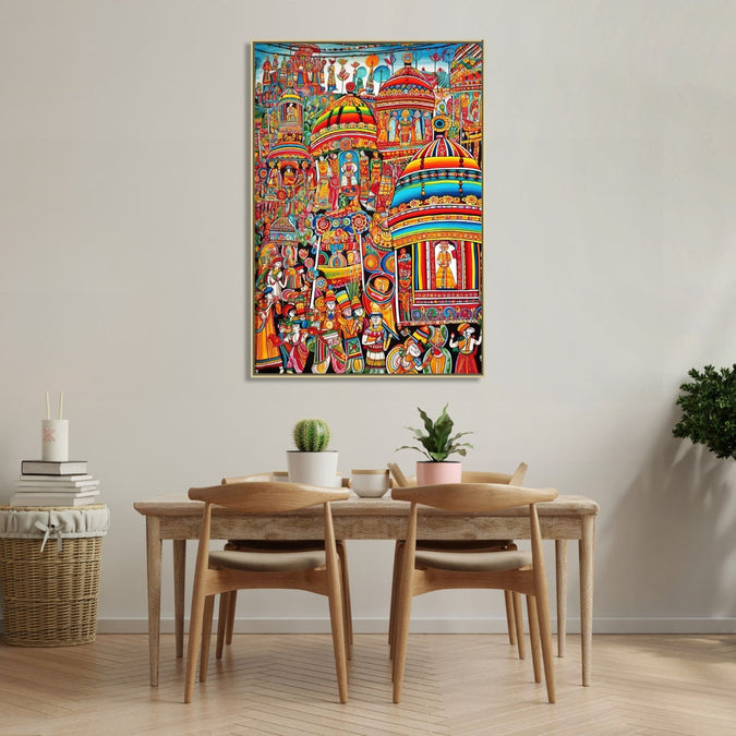 Handmade canvas Painting for Living Room : rajasthani-folk-art-the-procession