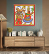 Handmade canvas Painting for Living Room : rajasthani-phad-art-folk-dance