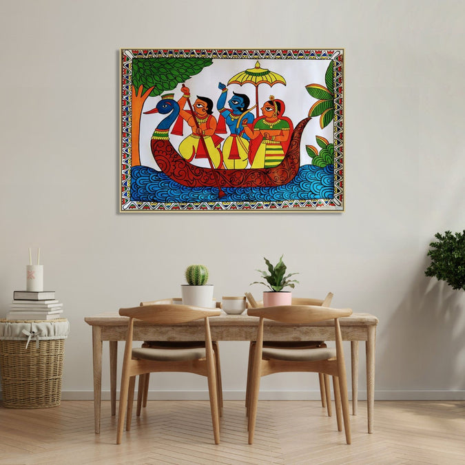 Handmade canvas Painting for Living Room : rajasthani-phad-art-ramayana