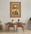 Handmade canvas Painting for Living Room : rajasthani-phad-art-warrior-rituals