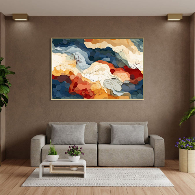 Handmade canvas Painting for Living Room : rising-clouds