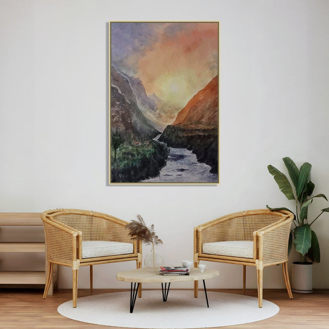 Handmade canvas Painting for Living Room : sun-in-the-valley