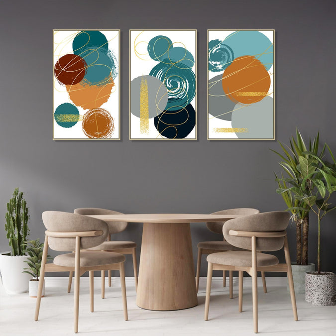 Handmade canvas Painting for Living Room : teal-abstracts