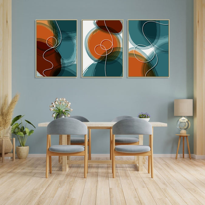 Handmade canvas Painting for Living Room : teal-and-earthy-abstracts