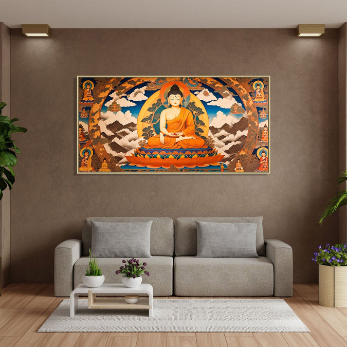 Handmade canvas Painting for Living Room : thangka-buddha-1