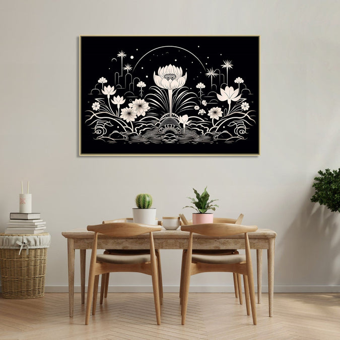 Handmade canvas Painting for Living Room : thangka-monochrome