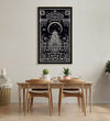 Handmade canvas Painting for Living Room : thangka-temple-in-monochrome