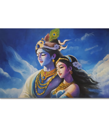 Radha krishna abstract painting | Radha krishna painting on canvas