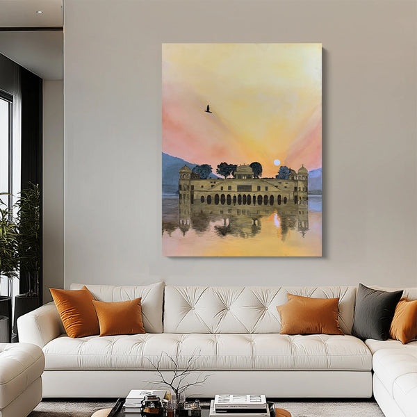 Jalmahal T1 | Stretched on Wood (Borderless Frame)