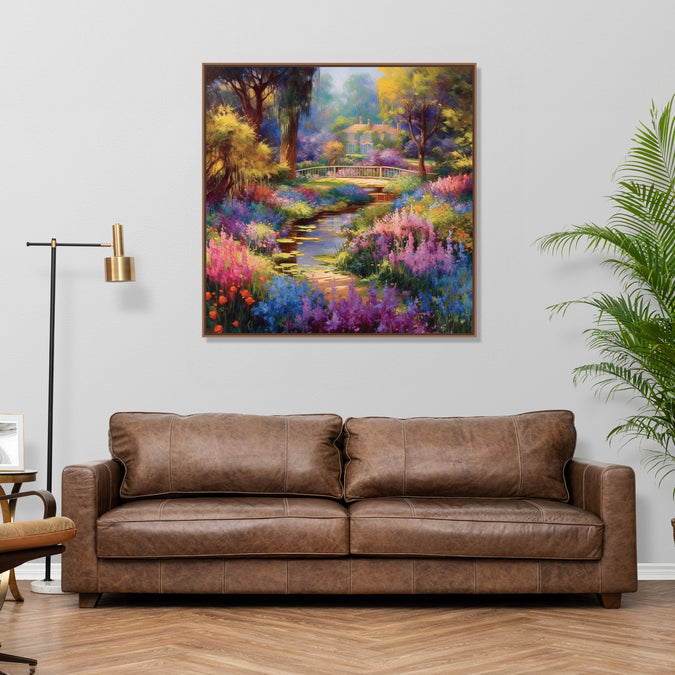 Stream, Flower and Trees: Beautiful Painting of Nature