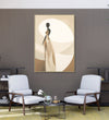 Large Painting for Drawing Room: A flowy abstract figurine women in drark brown and beige colours