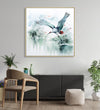 Large Painting for Drawing Room: A grey Crane in abstract background in watercolour