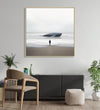 Large Painting for Drawing Room: Minimalistic Painting of a Man looking at a beached whale