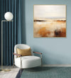 Large Painting for Drawing Room: Minimalistic abstract with grey, white, yellow, orange and dark brown heus