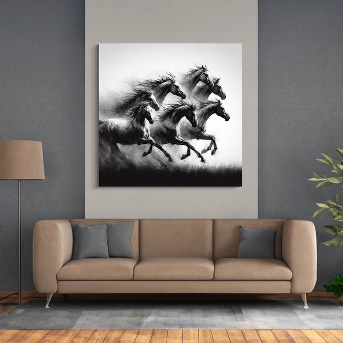 Running Seven Horses in Monochrome