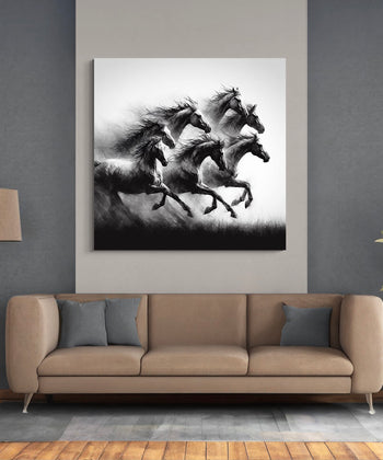 Running Seven Horses in Monochrome