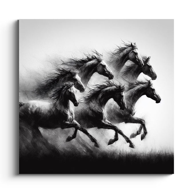 Running Seven Horses in Monochrome